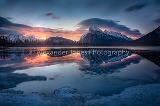 vermillion lake banff national park winter sunrise
