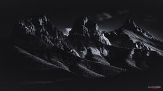 Black and white canmore three sisters peaks