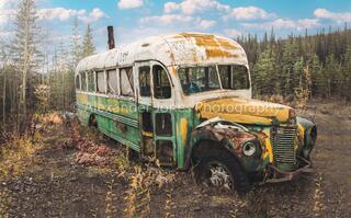 Magic Bus 142 situated on the stampede trail in Alaska from Into The Wild movie