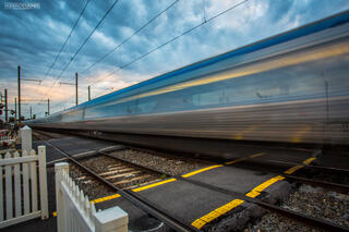 long exposure of metro train in bayside, melbourne australia