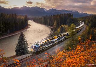 Rocky mountaineer train in banff national banff canada alberta