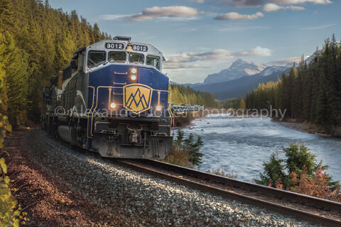 Rocky Mountaineer at Morant's Curve in Banff National Park