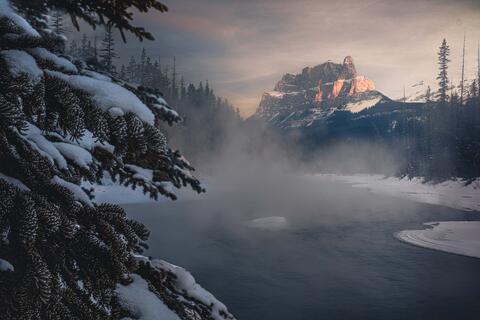 sunrise at castle mountain 