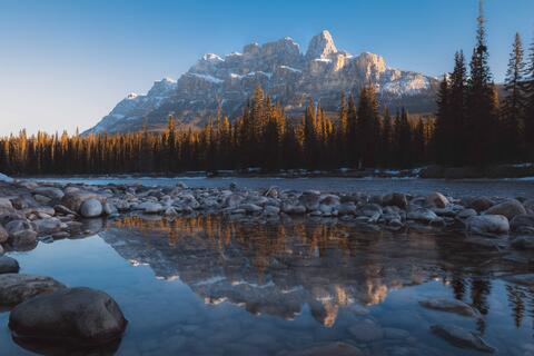 Sunrise at castle mountain in banff national park