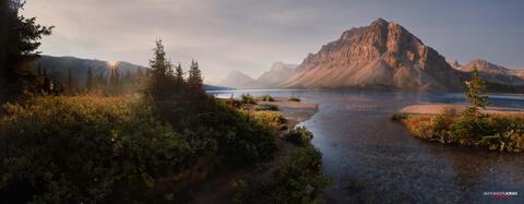 Panoramic Bow Lake Sunrise