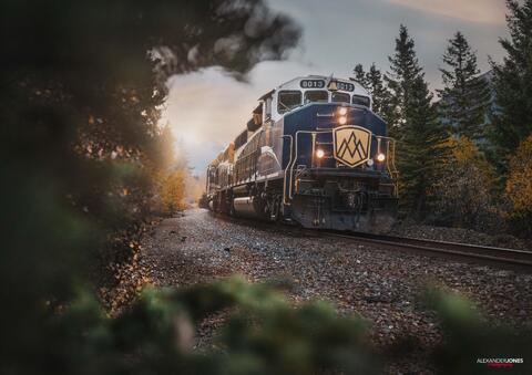 Rocky mountaineer train in banff national park