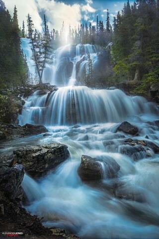 tangle falls during spring in jasper national park