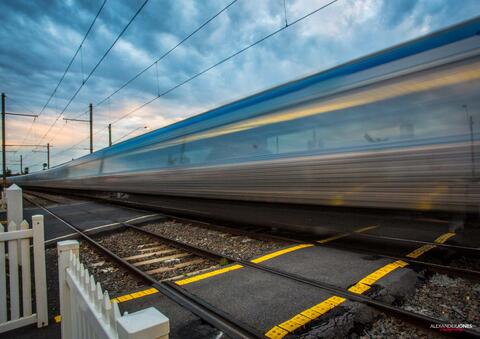 long exposure of metro train in bayside, melbourne australia
