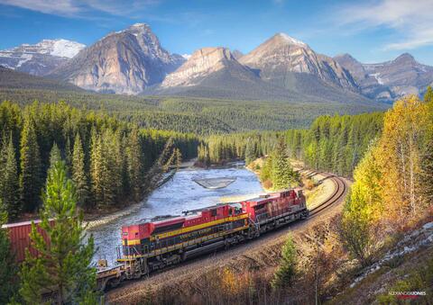 a train at morant's curve during fall