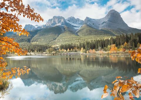 quarry lake in canmore during fall 