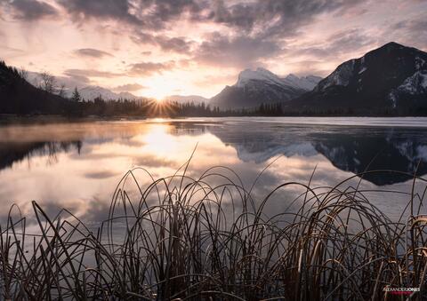 sunrise at vermillion lakes and banff national park